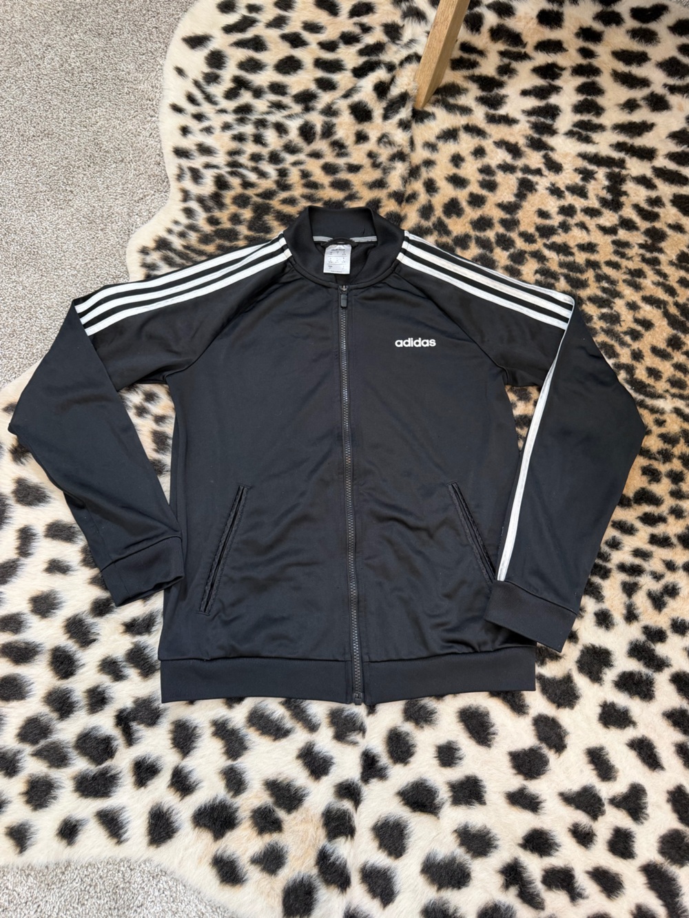 adidas Knit Stand Collar Loose Windproof Sports Logo Jacket Men’s Sz Small